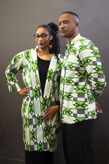 chemise adama vert&blanc